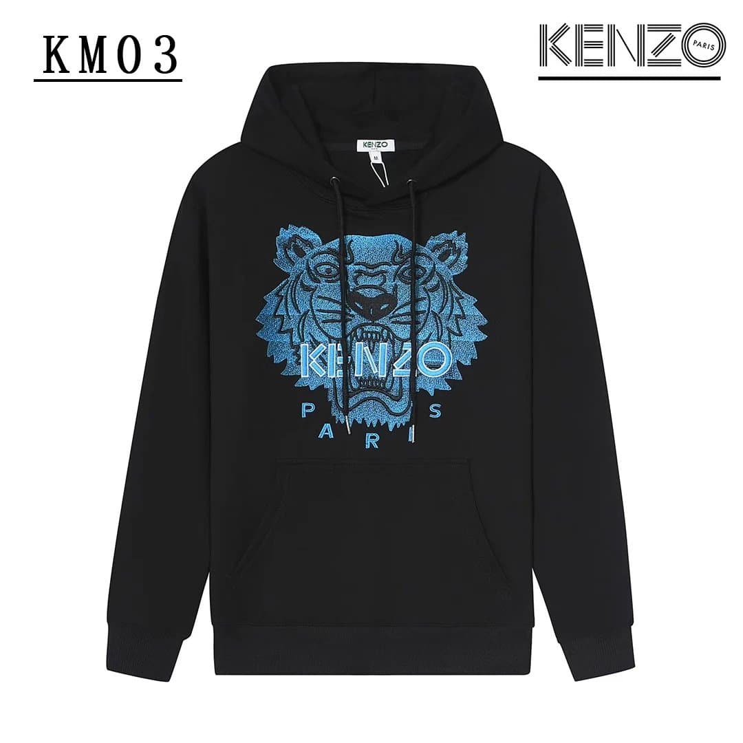 Kenzo Tiger Hoodie Blue Embroidered Tiger