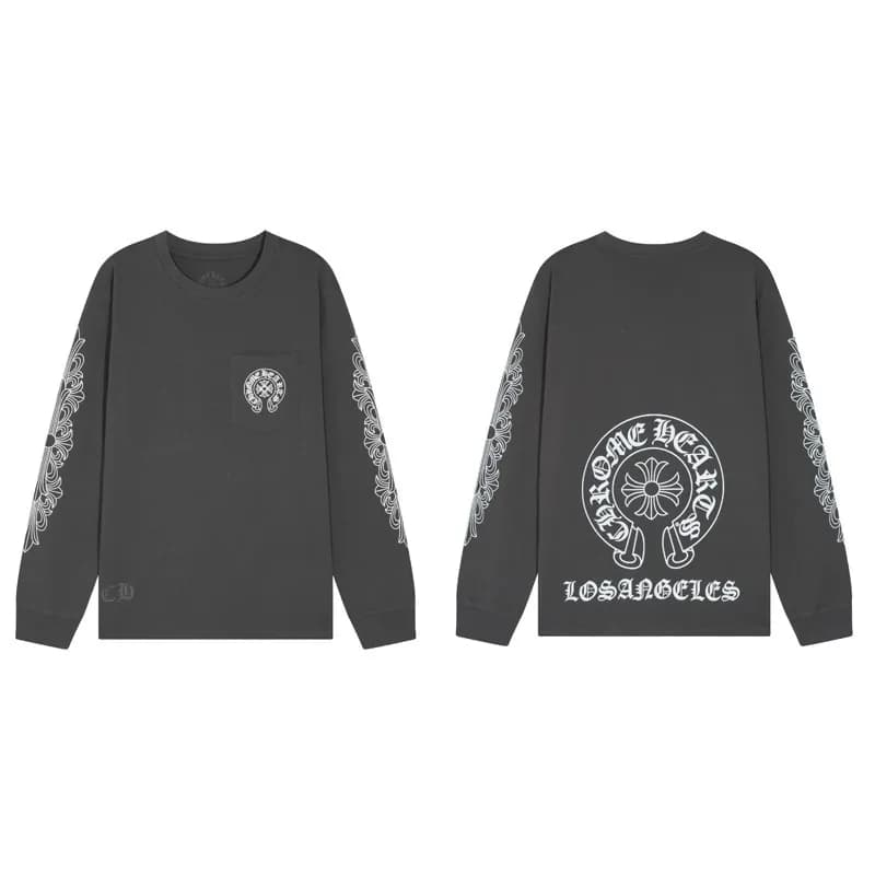 Raglan Long Sleeve Tee Chrome Hearts Crest — 8008 gray