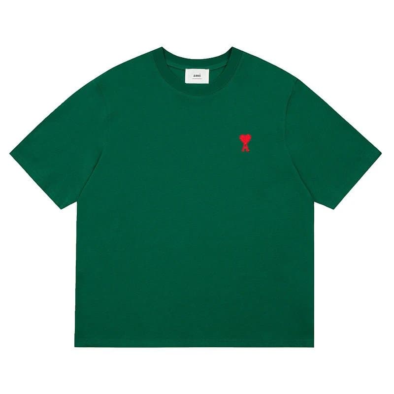 AMI Paris T-Shirt Heart Logo — 绿色
