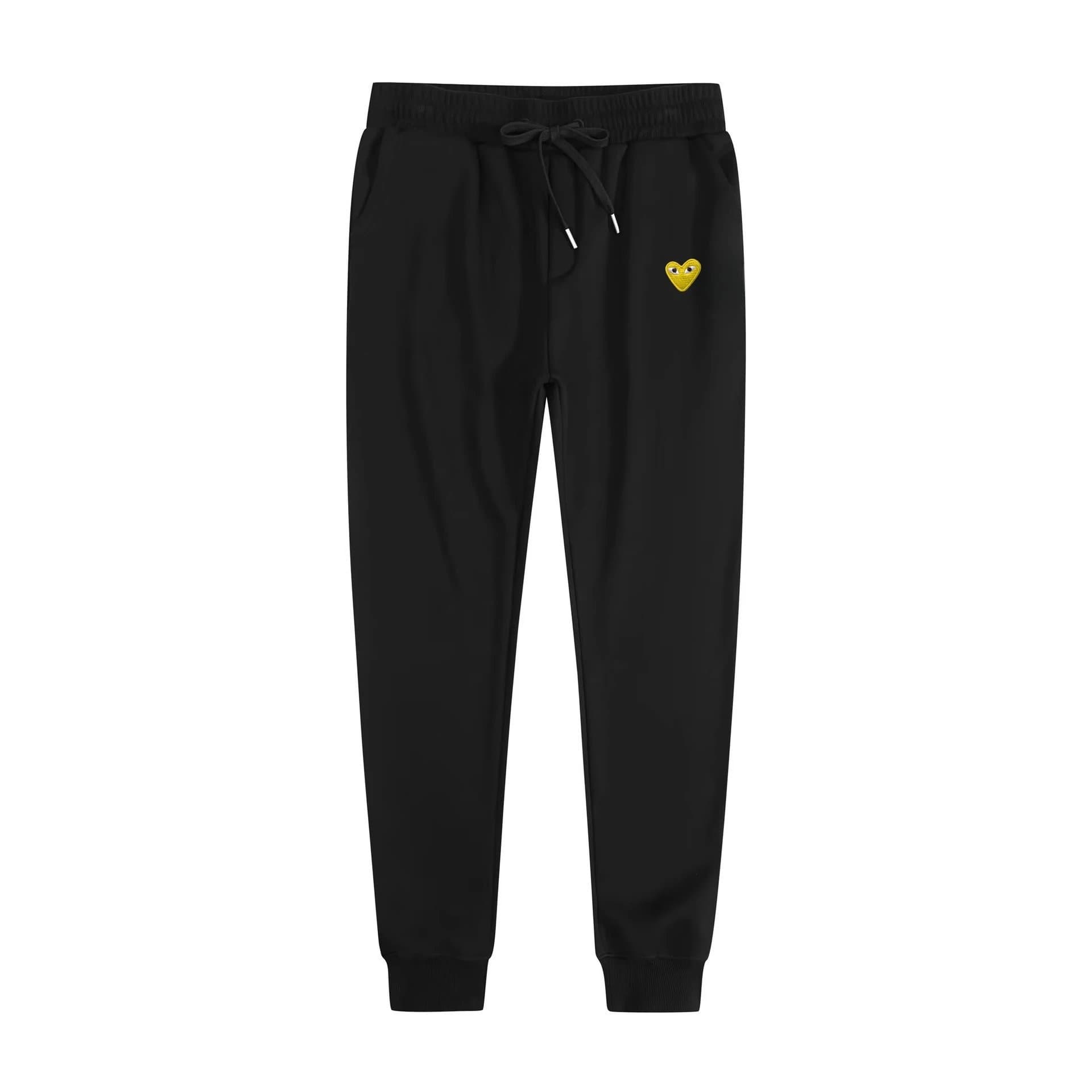Comme des Garçons Jogger Pants Heart Logo — 卫裤黑色金眼