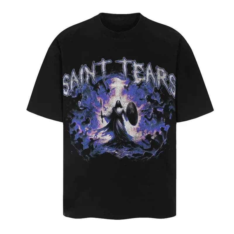 Graphic T-Shirt Saint Laurent Screaming Face Print — 1072 black