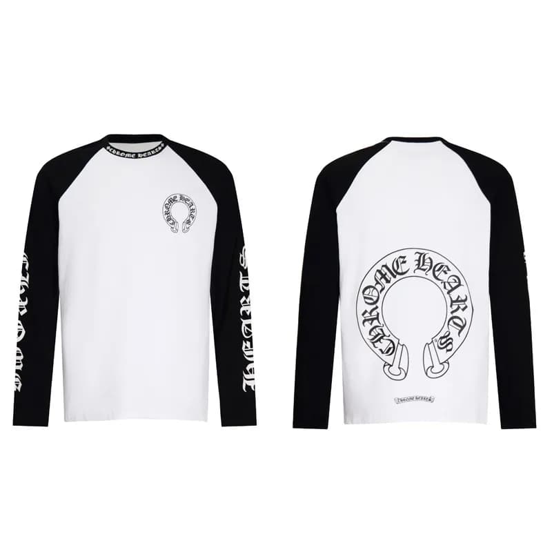 Raglan Long Sleeve Tee Chrome Hearts Crest — K9004 black and white color matching