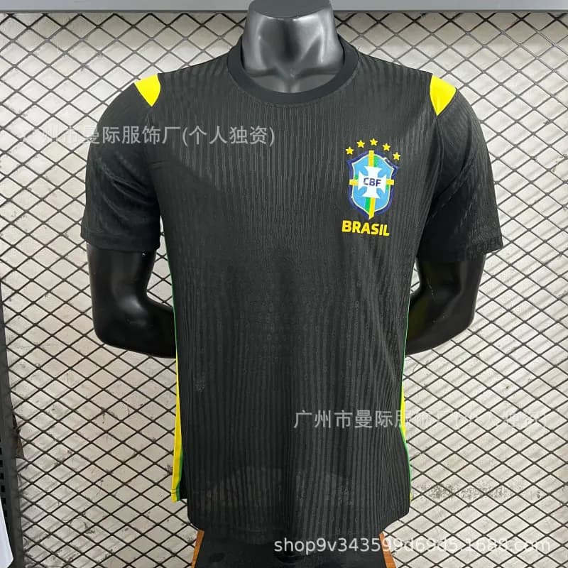 Soccer Jersey Zigzag Pattern — 26-27巴西黑色出场衣