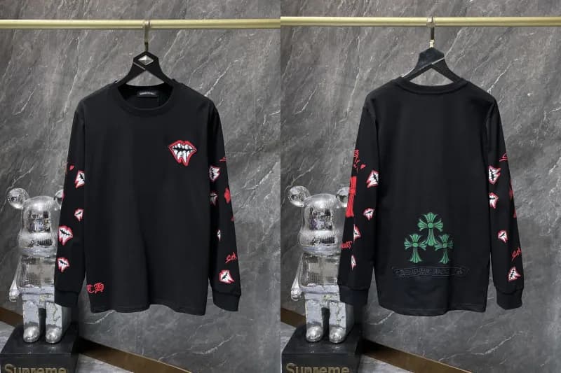 Chrome Hearts Long Sleeve Tee Blue Cross Print — 8682 black