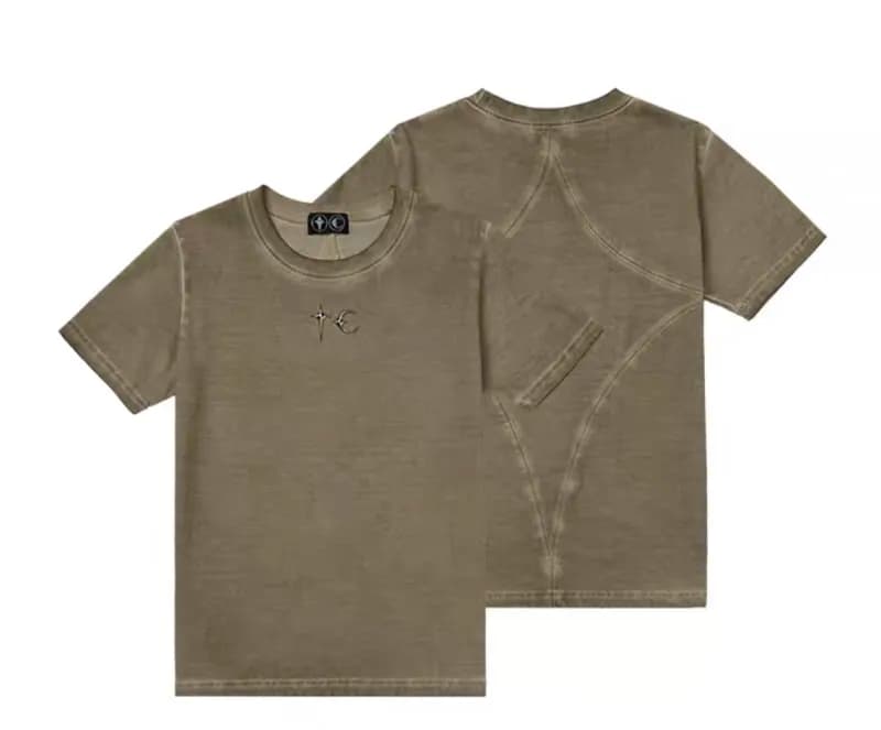 Chrome Hearts Short-Sleeve T-Shirt Cross & Moon Embroidery — 卡其色背后异形