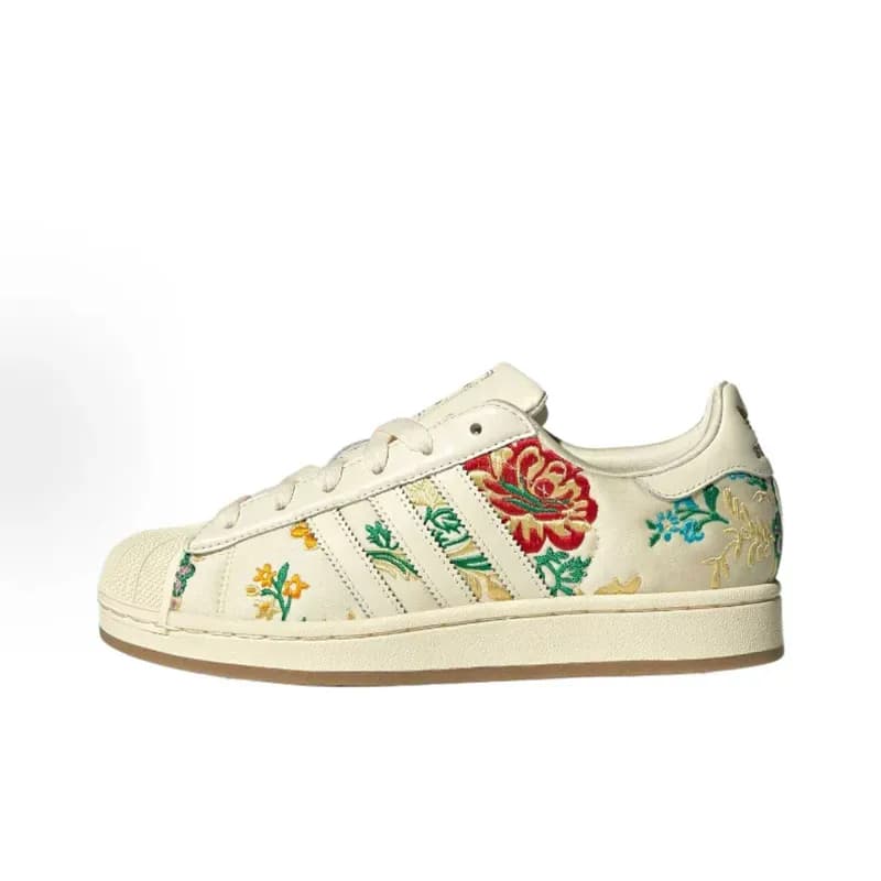 Adidas Superstar Leopard Print — 刺绣花卉米白