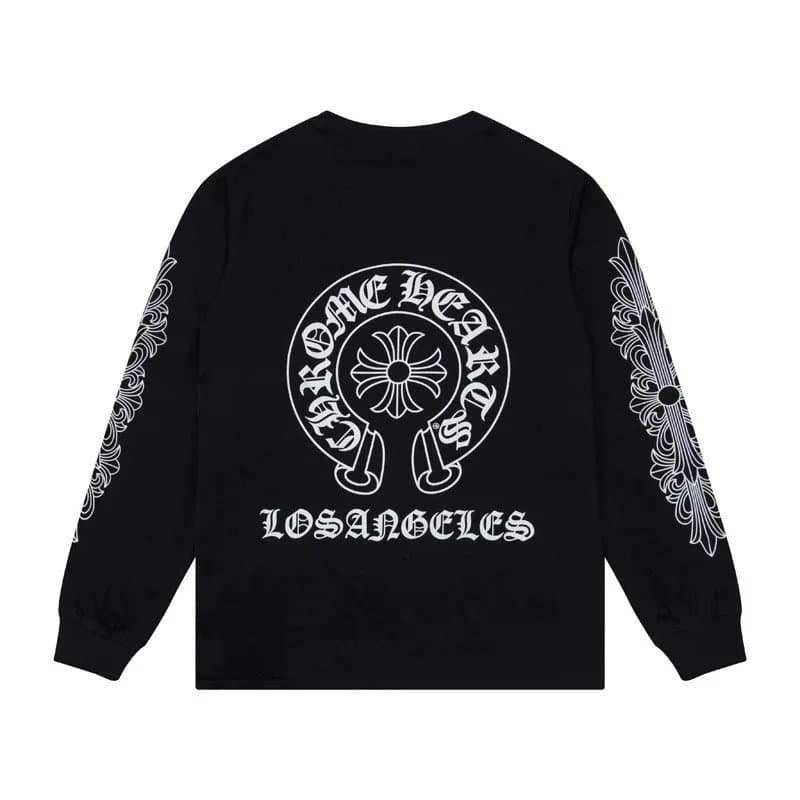Chrome Hearts Long Sleeve Tee Cross Logo & Scroll Sleeves — A13