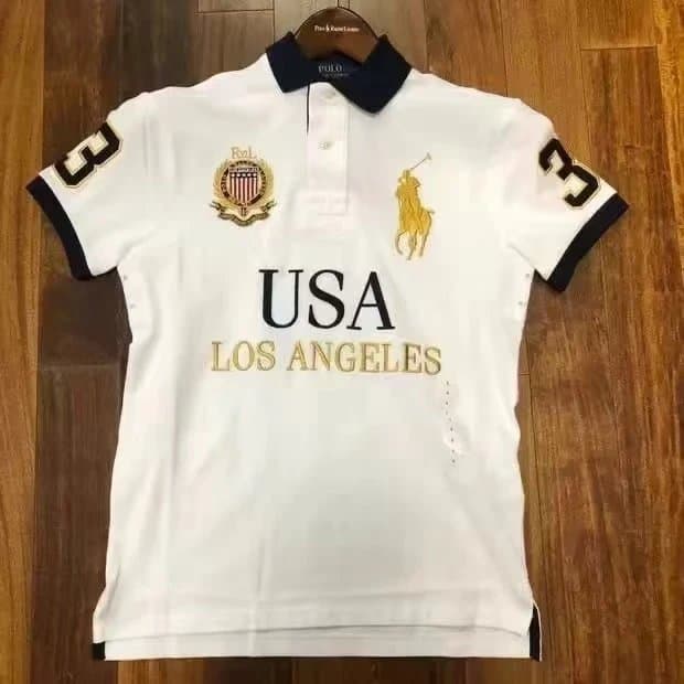 Polo Ralph Lauren Polo Tee USA Flag Patch — white USA