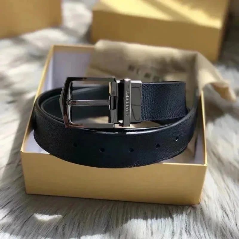 Burberry Reversible Leather Strap Checkered Logo — 10
