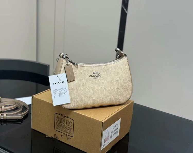 Coach Shoulder Bag Metallic Textured