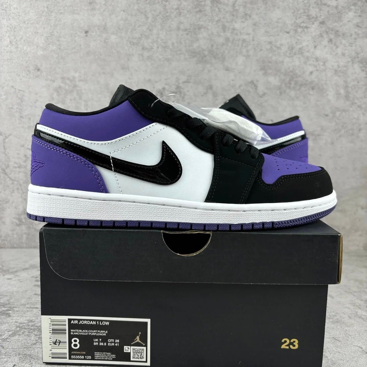 Air Jordan 1 Low White/Black-Court Purple