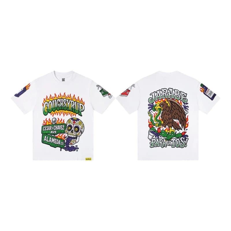 Sp5der Cough Syrup Tee Skeleton Graphic — SMU-TS25#白色