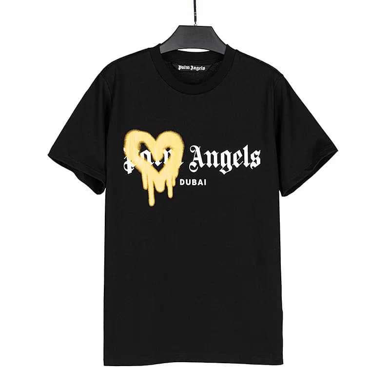 Palm Angels Tee Palm Tree Logo — 2170黑-黄印花