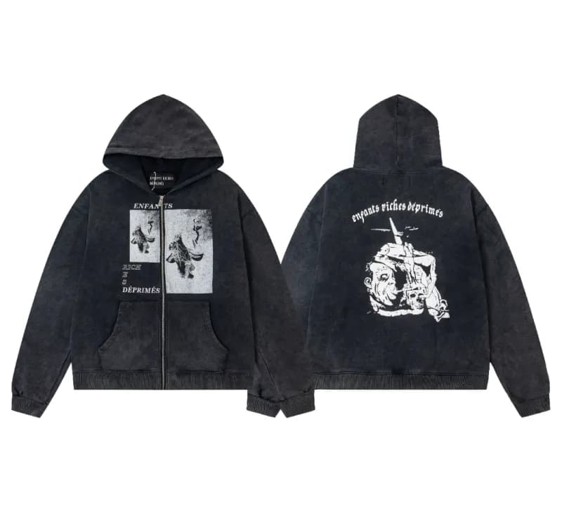 Gallery Dept. Zip-Up Hoodie Enfants Riches Déprimés Print