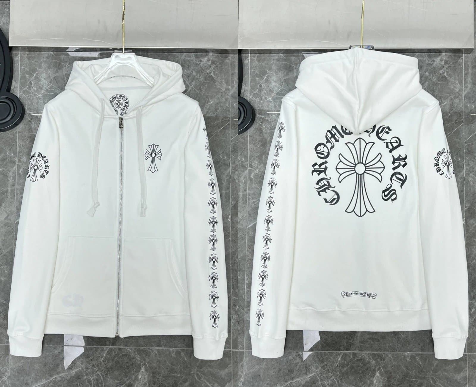 Chrome Hearts Zip-Up Hoodie Multi-Logo Print — 14