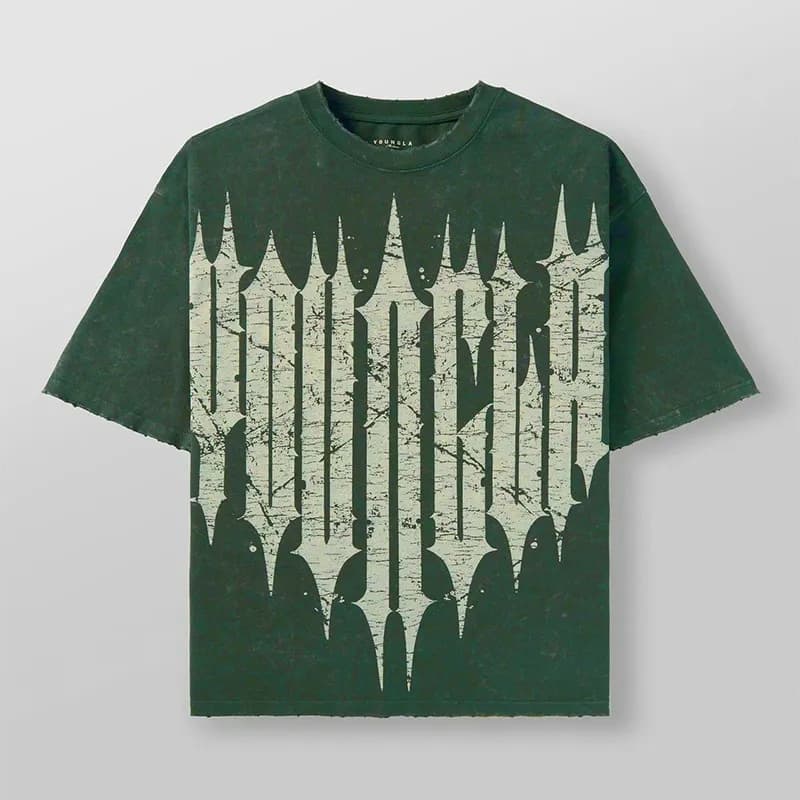 Travis Scott Graphic Tee Blood Drip Logo — 墨绿色