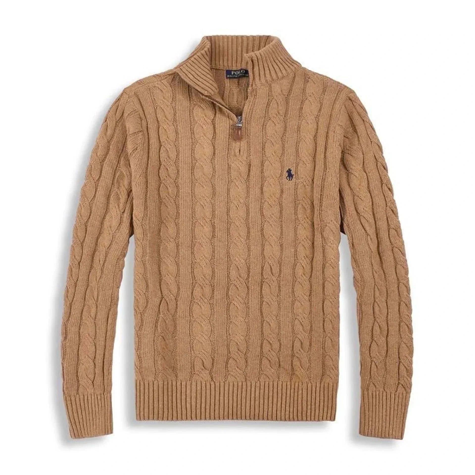 Polo Ralph Lauren Cable Knit Polo Cable Knit — 拉链卡其色
