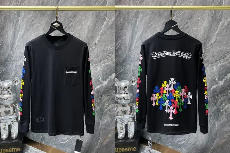 Chrome Hearts Long Sleeve Pocket Tee Multi-Color Cross Print
