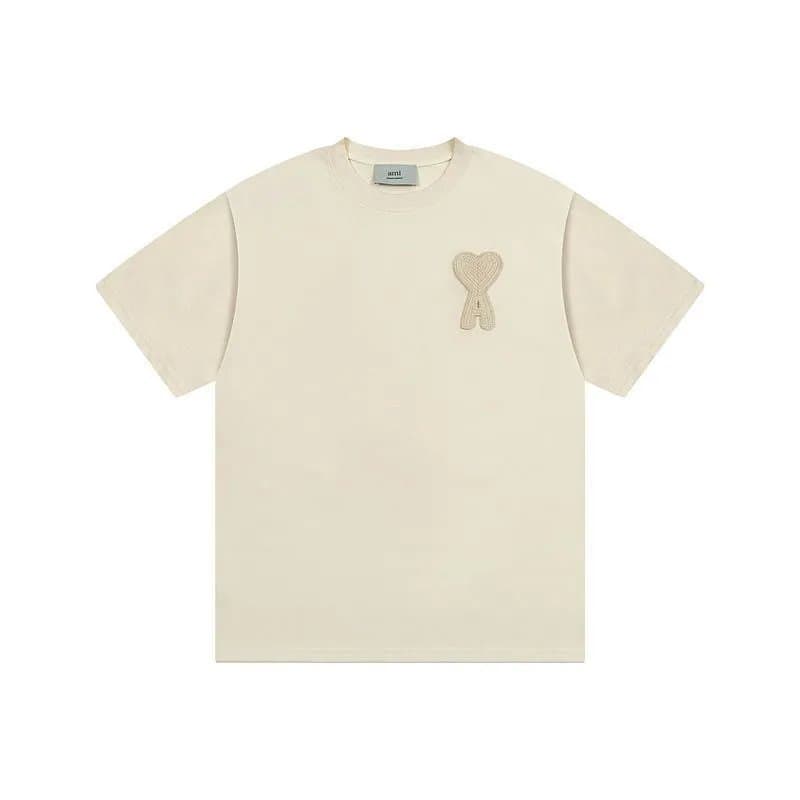 AMI Paris T-Shirt Heart Logo — 杏色