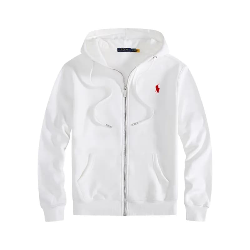 Polo Ralph Lauren Classic Fit Full-Zip Hoodie Solid White