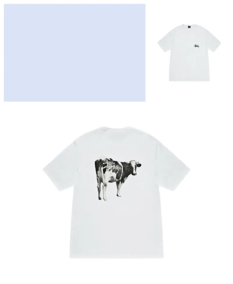 Stüssy Cow Graphic Tee White with Cow Print