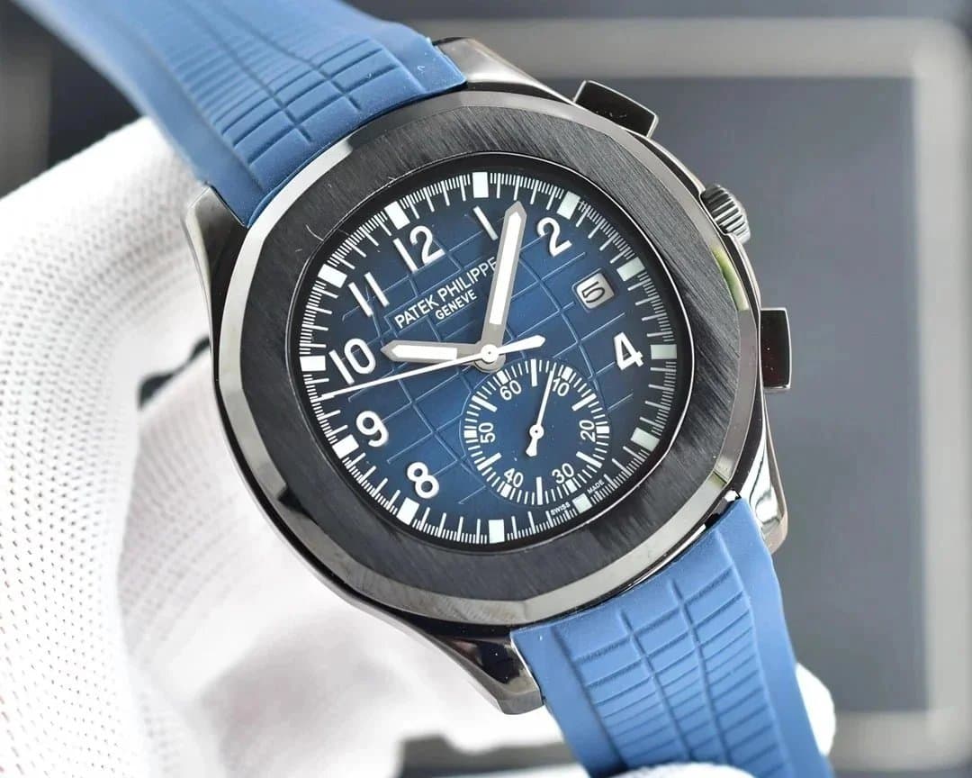 Patek Philippe Nautilus Chronograph Black Dial with Orange Strap — 黑蓝