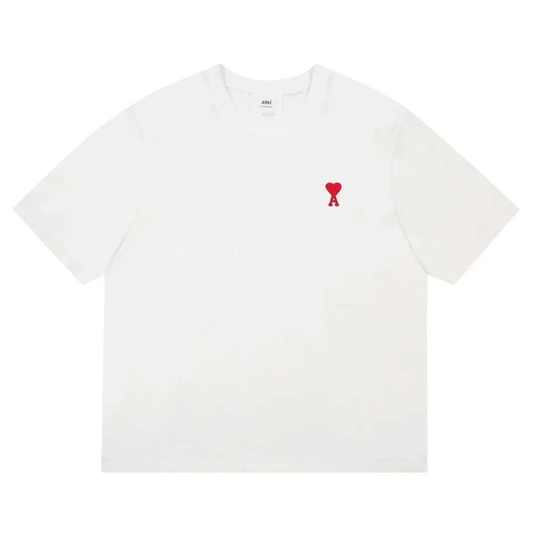 AMI Paris T-Shirt Heart Logo Patch — 白色