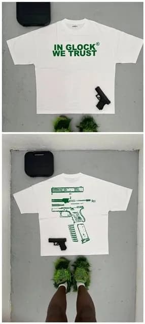 Graphic T-Shirt In Glock We Trust — X1绿字母(白色)