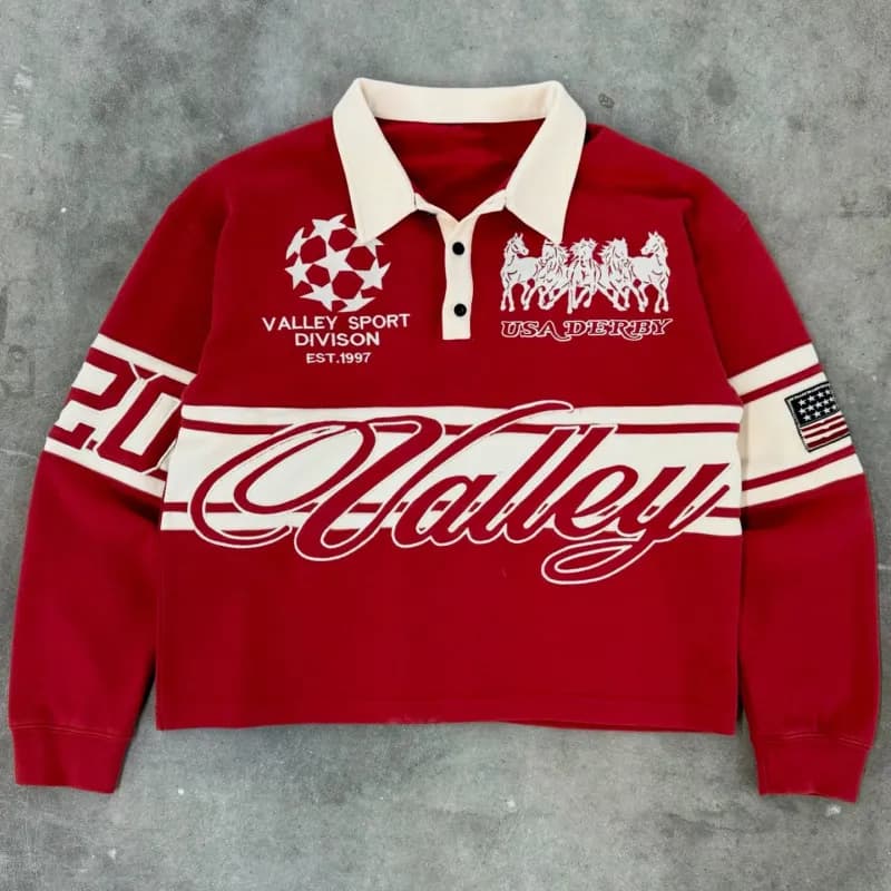 Rugby Shirt Striped Polo with Patches — JZPOLOS5-40