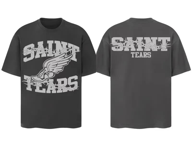 Graphic T-Shirt Saint Laurent Screaming Face Print — 1047 gray