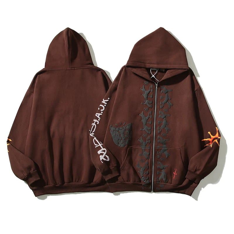 Hellstar Skull Hoodie Dip-Dye Skull Print — W60复古啡