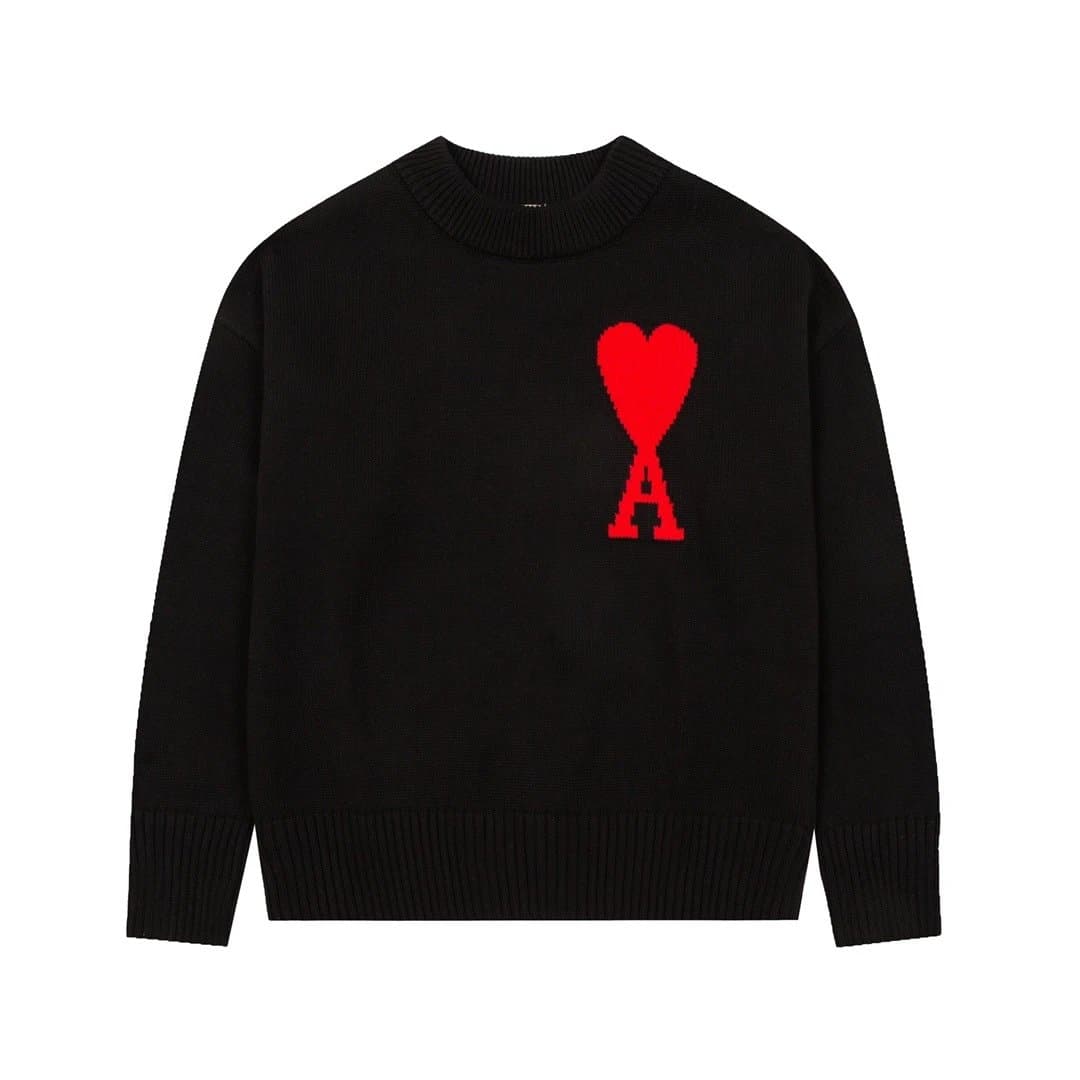 AMI Paris Knit Sweater Heart A Logo — 黑色