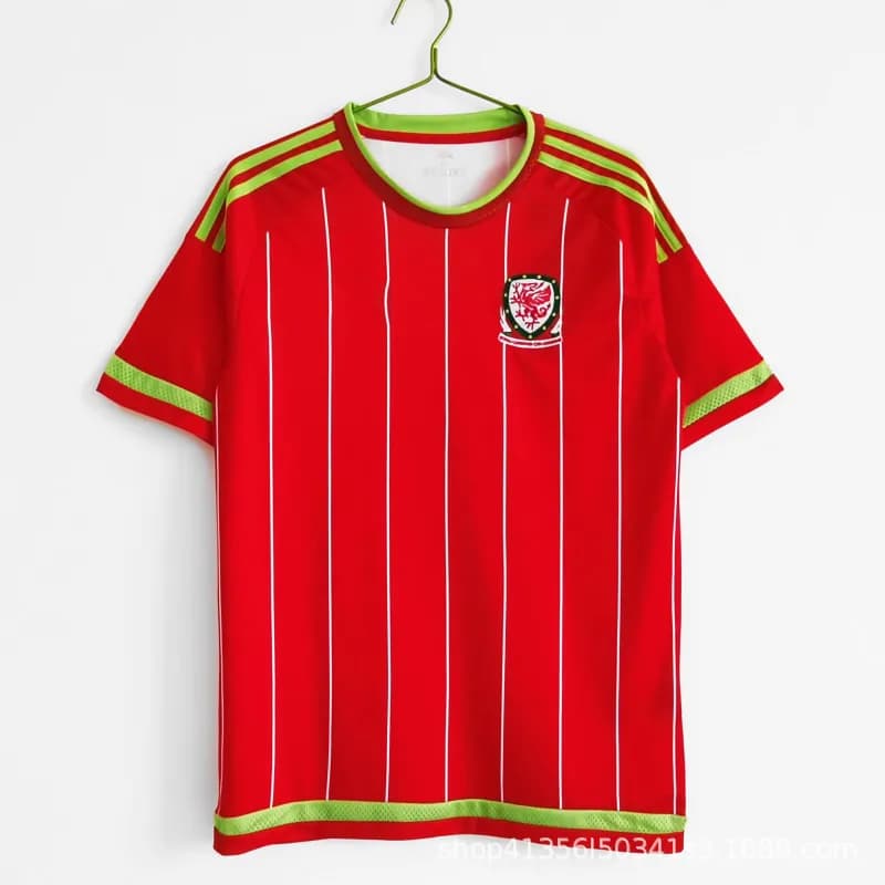 Adidas V-Neck Soccer Jersey Team Crest Edition — Wales home games 2015/16 season