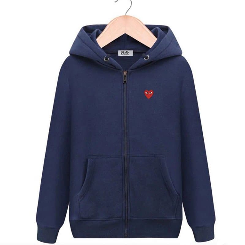 Comme des Garçons Hooded Sweatshirt Solid Color — 12前小红心-开衫藏青色