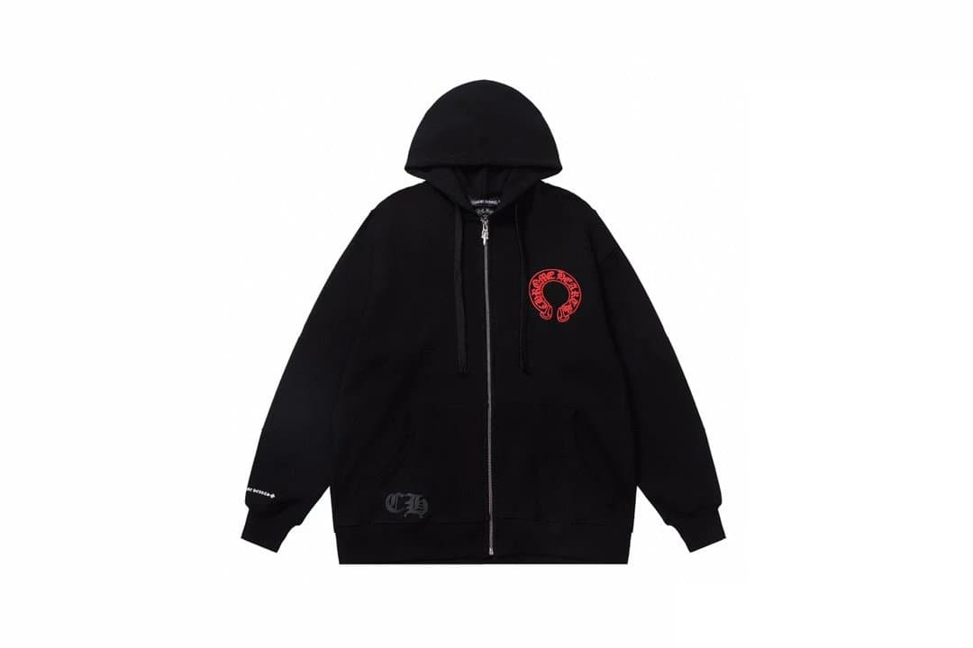 Chrome Hearts Zip-Up Hoodie Red Cross Logo