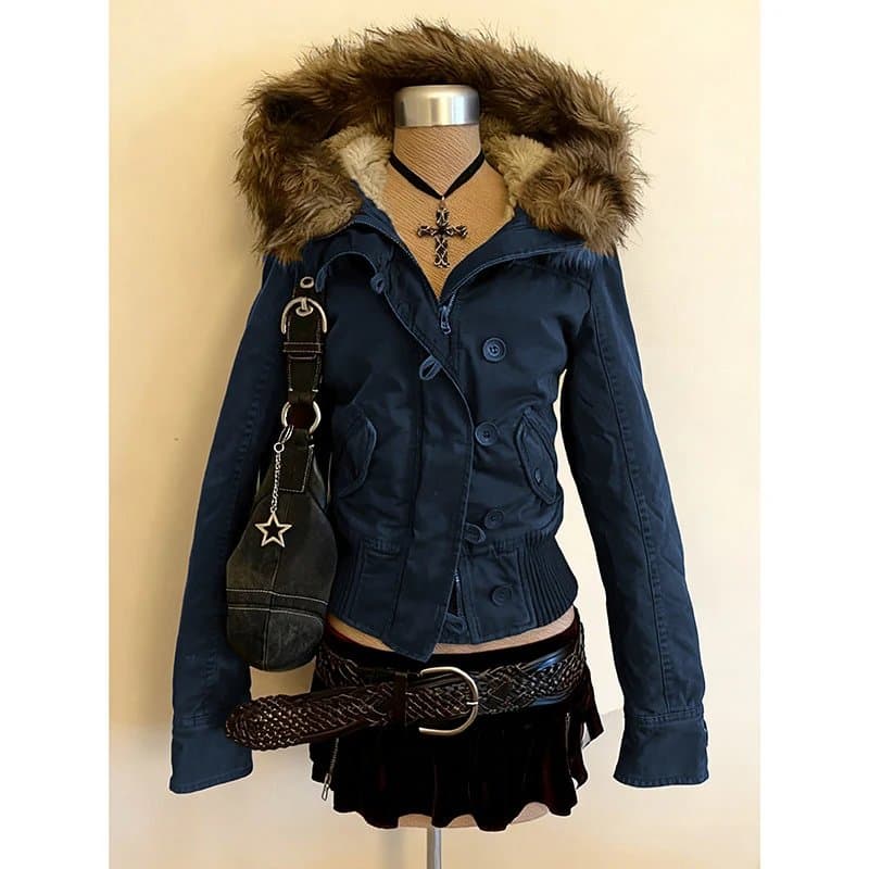 C.P. Company Goggle Jacket Fur-Trimmed Hood — 蓝色