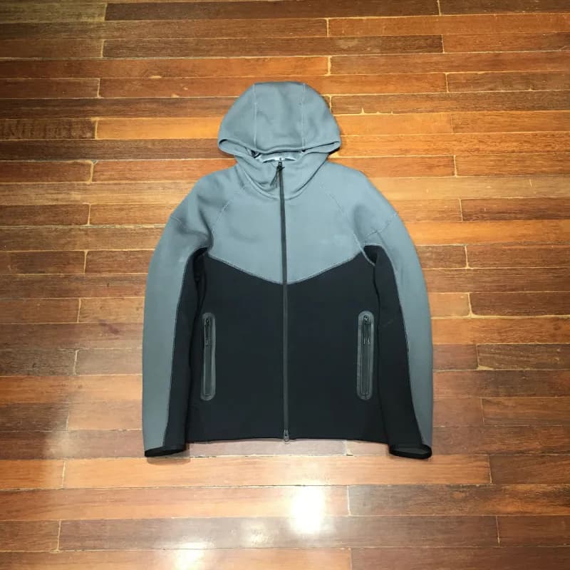 Nike Tech Fleece Hooded Jacket Olive and Sage Colorblock — black spell ash