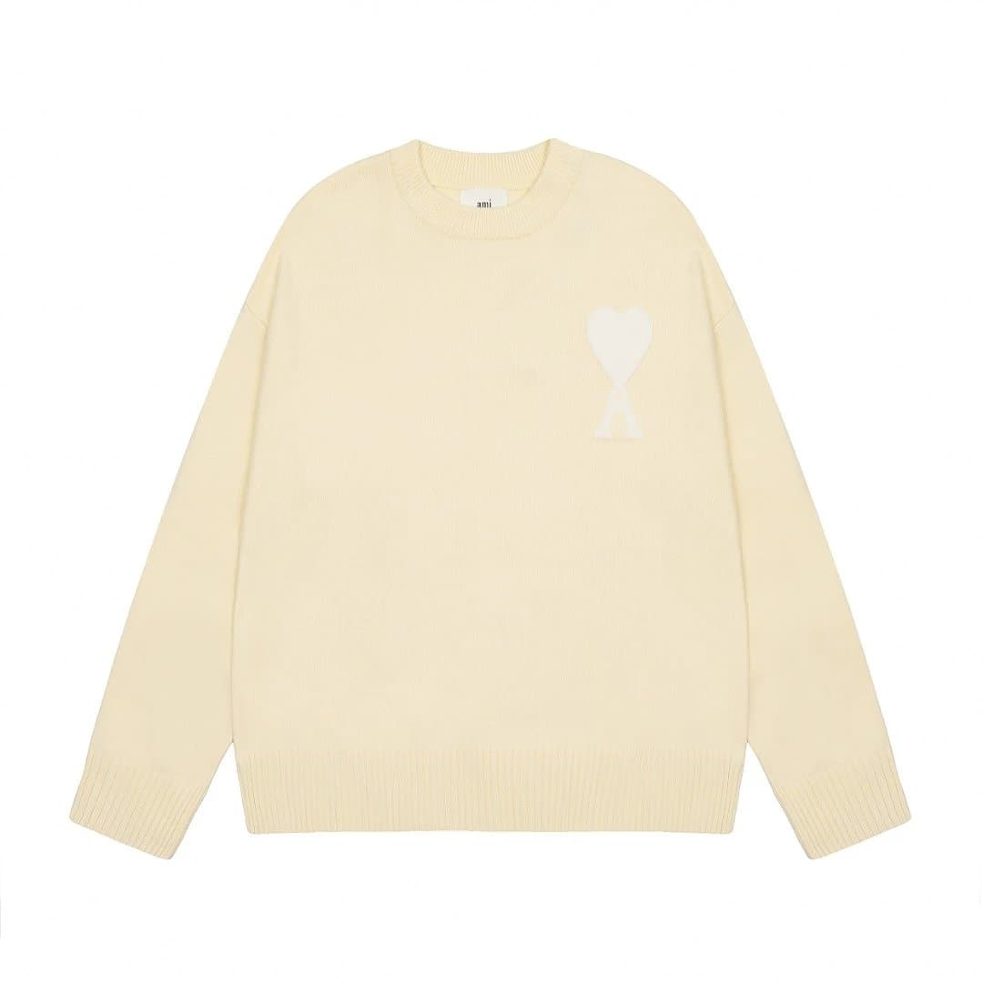 AMI Paris Knit Sweater Heart Logo — 黄色