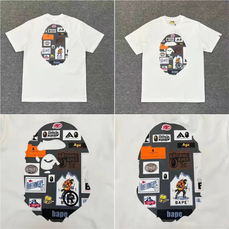 BAPE × Human Made A Bathing Ape T-Shirt Camouflage Ape Head — XX256白色