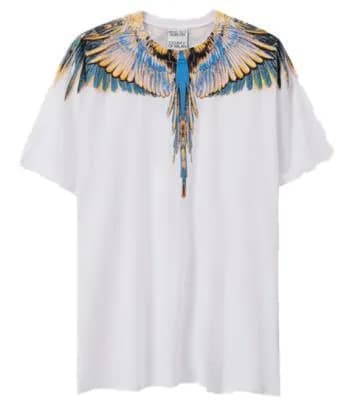 Wings T-Shirt Multicolor Wings Print — D34 gradient yellow blue black