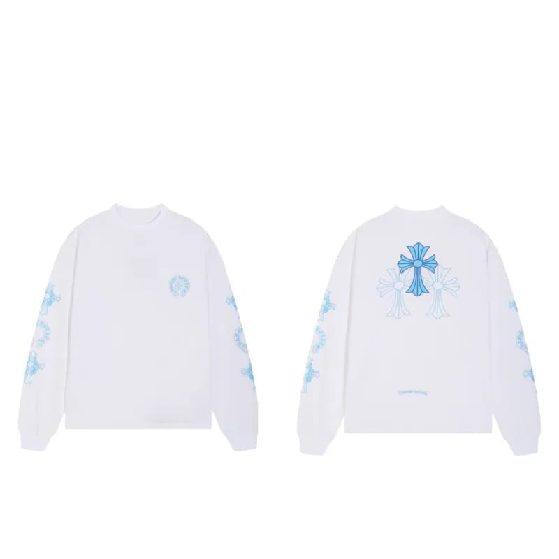 Raglan Long Sleeve Tee Chrome Hearts Crest — 8018 white
