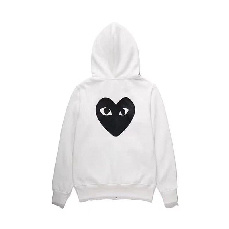 Comme des Garçons Hooded Sweatshirt Solid Color — 14前小黑心白色开衫背后大黑心