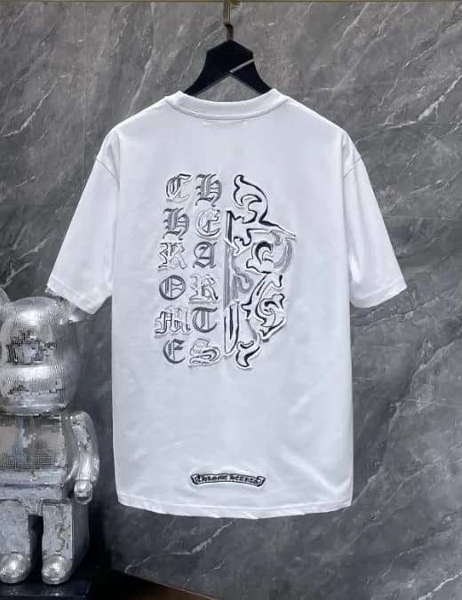 Chrome Hearts Graphic Tee Cross & Chain Print — 8983 white
