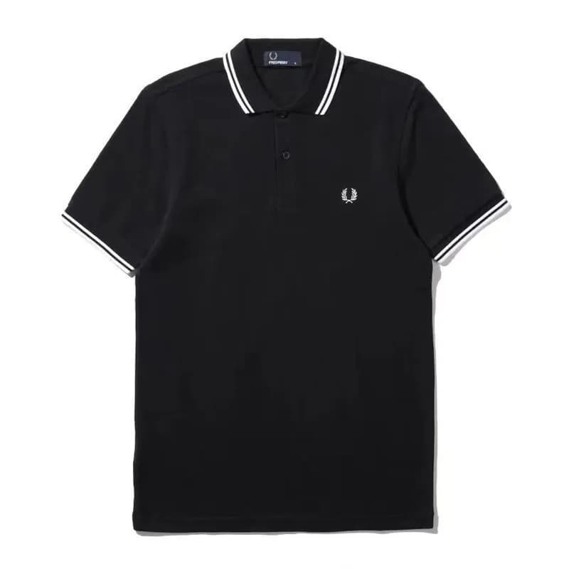Polo Shirt Laurel Wreath — 黑色双白边