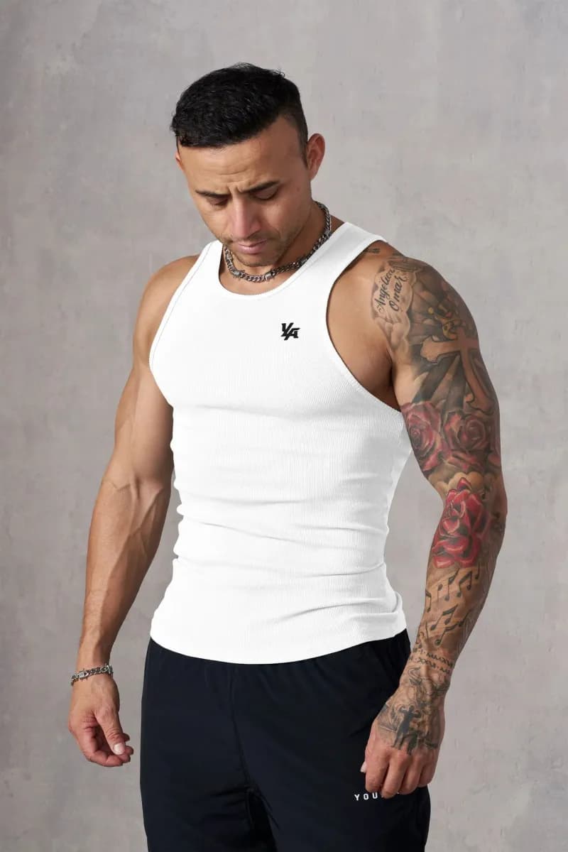 Fear of God Essentials Ribbed Tank Top Olive — White
