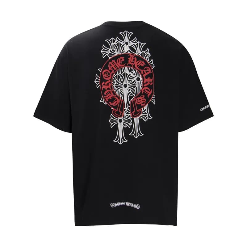 Chrome Hearts T-Shirt Cross Motif Back Print — 6002黑