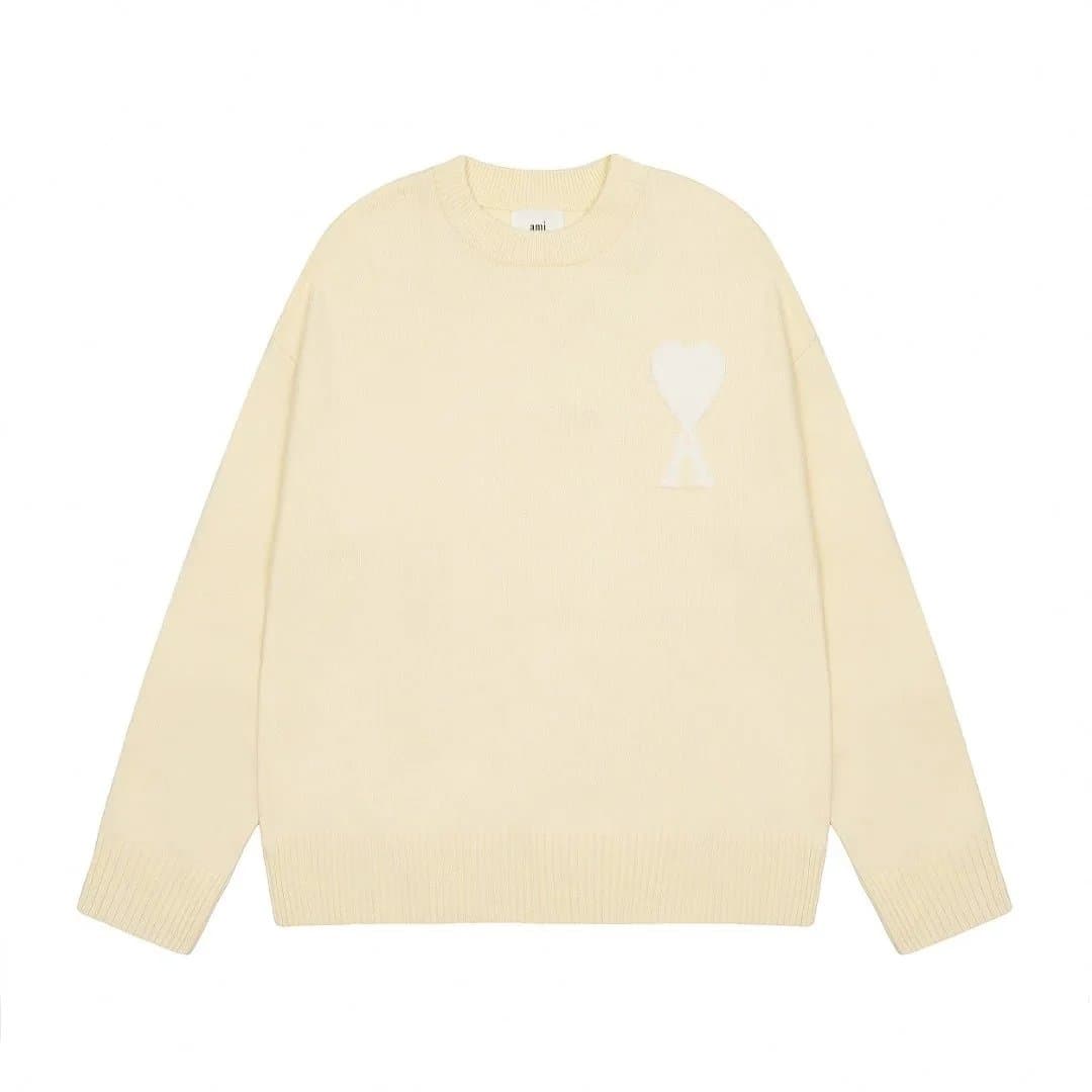AMI Paris Knit Sweater Heart Logo — 黄色