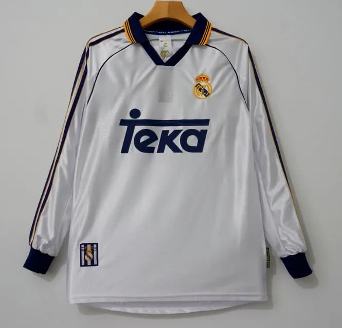 Adidas Real Madrid Away Jersey Emirates Fly Better — 98-00 long sleeve real madrid home jersey