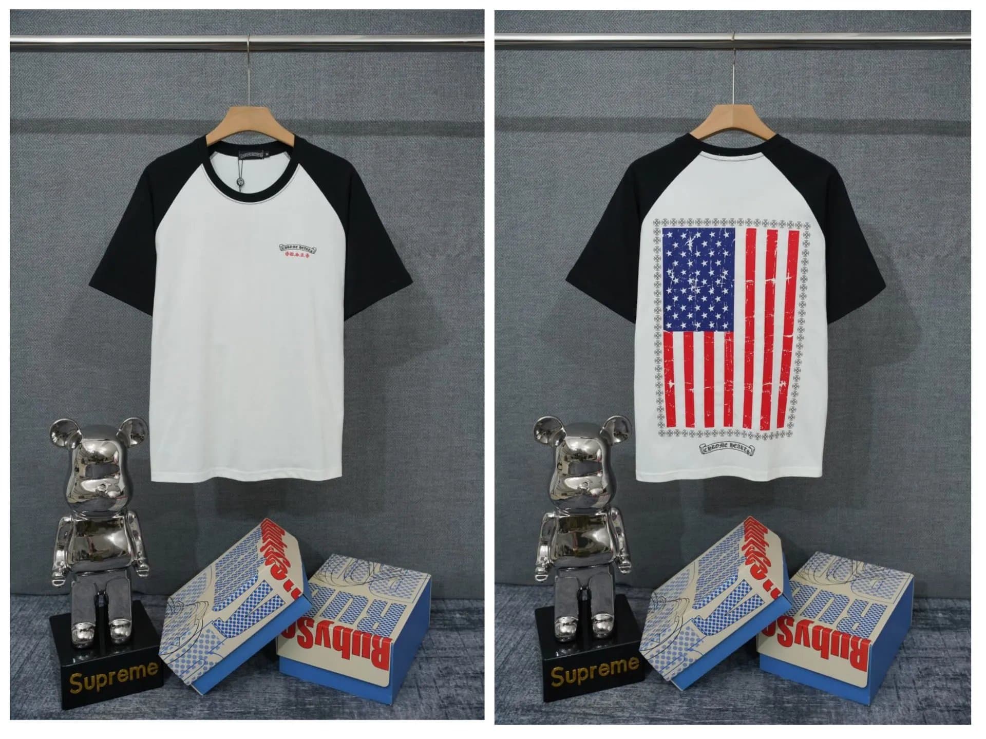 Chrome Hearts × Supreme Raglan T-Shirt American Flag Print