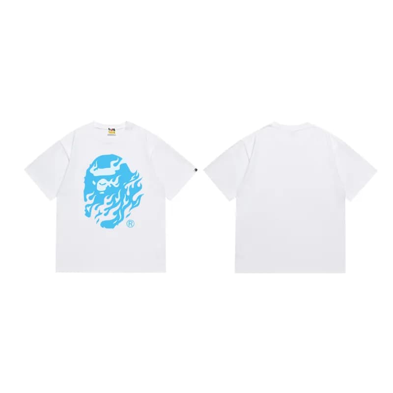 Sp5der Graphic Tee Blue Flame Skull — 229白
